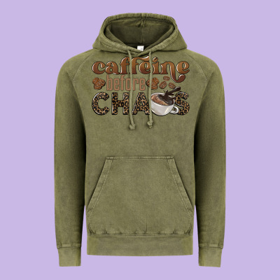 Caffeine Before Chaos Vintage Hoodie Designed By Barkaloodesign