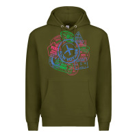 Army Green bon voyage travel stamp t shirt Premium Hoodie - linhVisuals