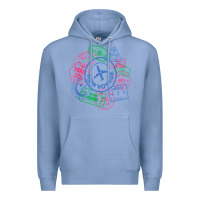 Colony Blue bon voyage travel stamp t shirt Premium Hoodie - linhVisuals
