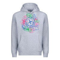Heather Grey bon voyage travel stamp t shirt Premium Hoodie - linhVisuals