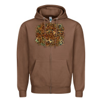 Chestnut leopard leather turquoise background Zipper Hoodie - RanaPortraitStore