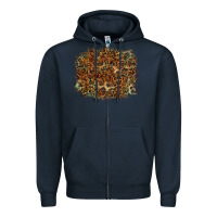 Navy leopard leather turquoise background Zipper Hoodie - RanaPortraitStore