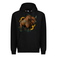 Black Western  Bison Premium Hoodie - Jasminsmagicworld