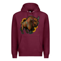 Burgundy Western  Bison Premium Hoodie - Jasminsmagicworld