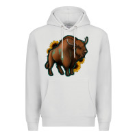 Dove Grey Western  Bison Premium Hoodie - Jasminsmagicworld