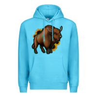 Ocean Blue Western  Bison Premium Hoodie - Jasminsmagicworld