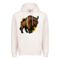 Pale Pink Western  Bison Premium Hoodie - Jasminsmagicworld