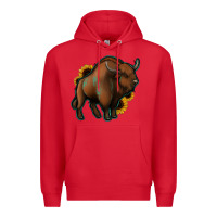 Red Western  Bison Premium Hoodie - Jasminsmagicworld