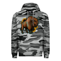 Slate Camo Western  Bison Premium Hoodie - Jasminsmagicworld