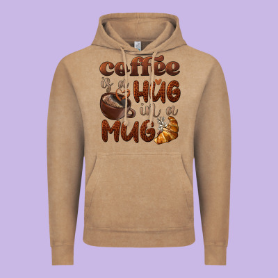 Coffee Is A Hug In A Mug Vintage Hoodie Designed By Barkaloodesign