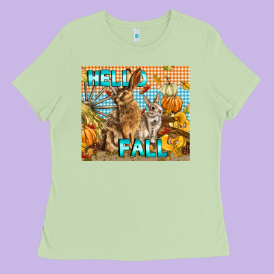 Hello Fall Rabbit Ladies Tee Designed By Lillyallendesigns
