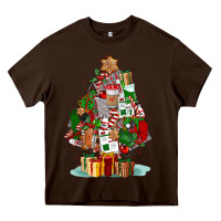 Chocolate Brown nurse christmas tree Heavy Core Tee - FaDigitalArtStudio