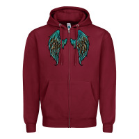Burgundy turquoise leopard wings Zipper Hoodie - RanaPortraitStore