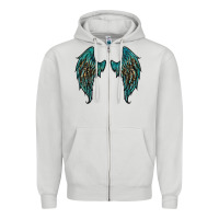 Dove Grey turquoise leopard wings Zipper Hoodie - RanaPortraitStore