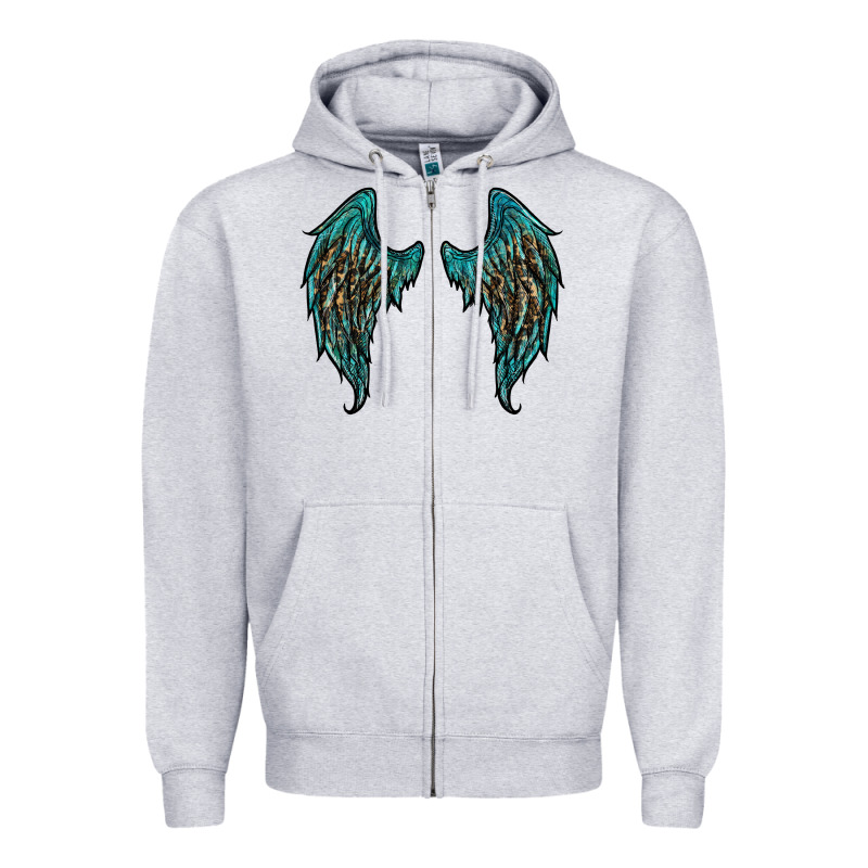 Turquoise Leopard Wings Zipper Hoodie by RanaPortraitStore | Teevron