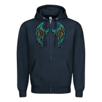 Navy turquoise leopard wings Zipper Hoodie - RanaPortraitStore