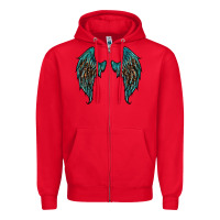 Red turquoise leopard wings Zipper Hoodie - RanaPortraitStore