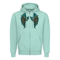 Seafoam turquoise leopard wings Zipper Hoodie - RanaPortraitStore