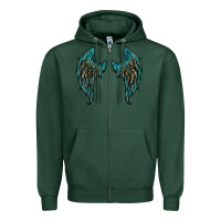 Sports Green turquoise leopard wings Zipper Hoodie - RanaPortraitStore