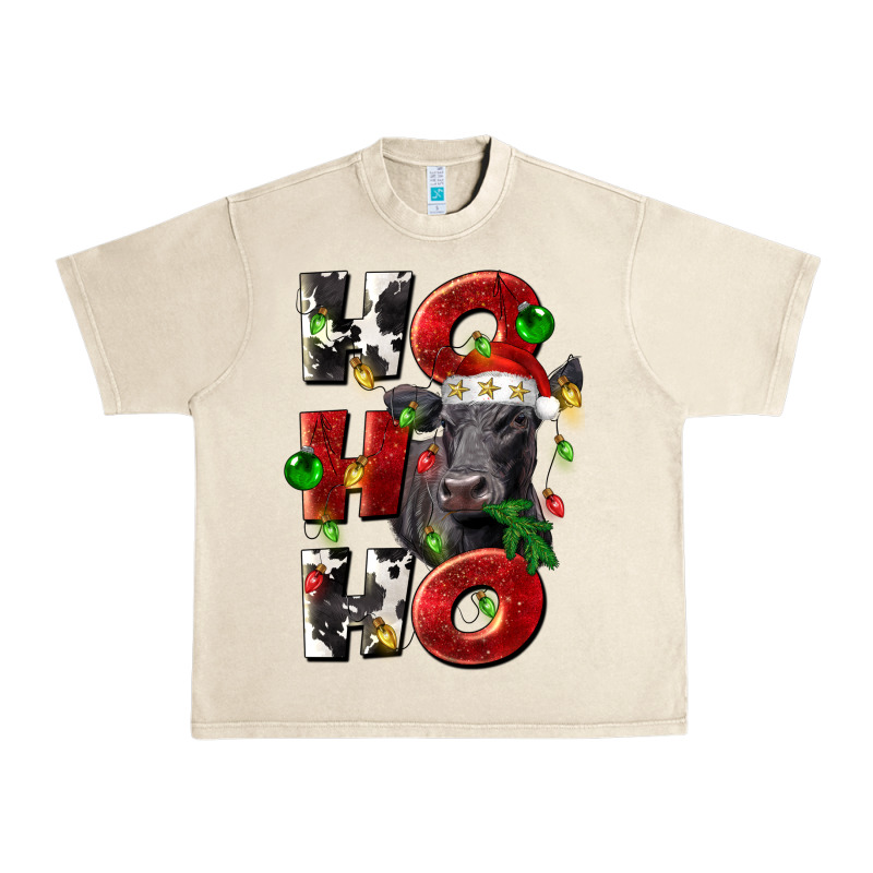 Christmas Ho Ho Ho Black Angus Urban Heavy Tee by LillyAllenDesigns | Teevron