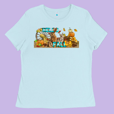 Hello Fall Rabbit Ladies Tee Designed By Lillyallendesigns