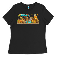 Black Hello Fall Rabbit Ladies Tee - LillyAllenDesigns