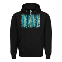 Black turquoise leopard watercolor brushstroke background Zipper Hoodie - RanaPortraitStore