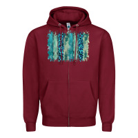 Burgundy turquoise leopard watercolor brushstroke background Zipper Hoodie - RanaPortraitStore