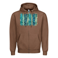 Chestnut turquoise leopard watercolor brushstroke background Zipper Hoodie - RanaPortraitStore