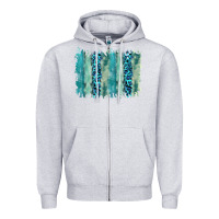 Heather Grey turquoise leopard watercolor brushstroke background Zipper Hoodie - RanaPortraitStore
