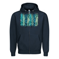 Navy turquoise leopard watercolor brushstroke background Zipper Hoodie - RanaPortraitStore