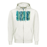 Oatmeal Heather turquoise leopard watercolor brushstroke background Zipper Hoodie - RanaPortraitStore