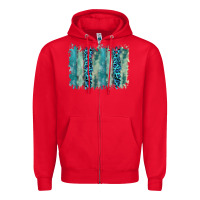 Red turquoise leopard watercolor brushstroke background Zipper Hoodie - RanaPortraitStore