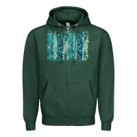 Turquoise Leopard Watercolor Brushstroke Background Zipper Hoodie | Teevron