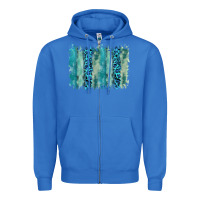 True Royal turquoise leopard watercolor brushstroke background Zipper Hoodie - RanaPortraitStore