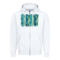 White turquoise leopard watercolor brushstroke background Zipper Hoodie - RanaPortraitStore