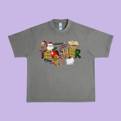 Christmas Teacher Urban Heavy Tee Designed By Lillyallendesigns