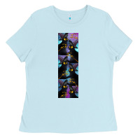 Baby Blue Black Cat Halloween Ladies Tee - LillyAllenDesigns