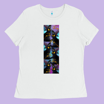 Black Cat Halloween Ladies Tee Designed By Lillyallendesigns