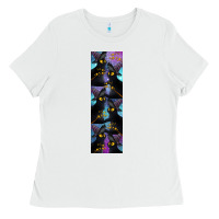White Black Cat Halloween Ladies Tee - LillyAllenDesigns