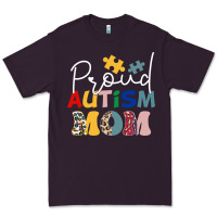 Plum Proud Autism Mom Leopard Pattern Design Autism Awa Premium Tee - CowhideDigitalArt