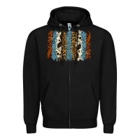 Black tool leather leopard cowhide backround Zipper Hoodie - RanaPortraitStore