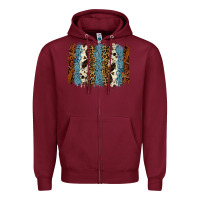 Burgundy tool leather leopard cowhide backround Zipper Hoodie - RanaPortraitStore