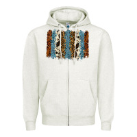 Oatmeal Heather tool leather leopard cowhide backround Zipper Hoodie - RanaPortraitStore