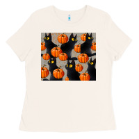 Bone black cat with pumpkins tumbler Ladies Tee - LillyAllenDesigns