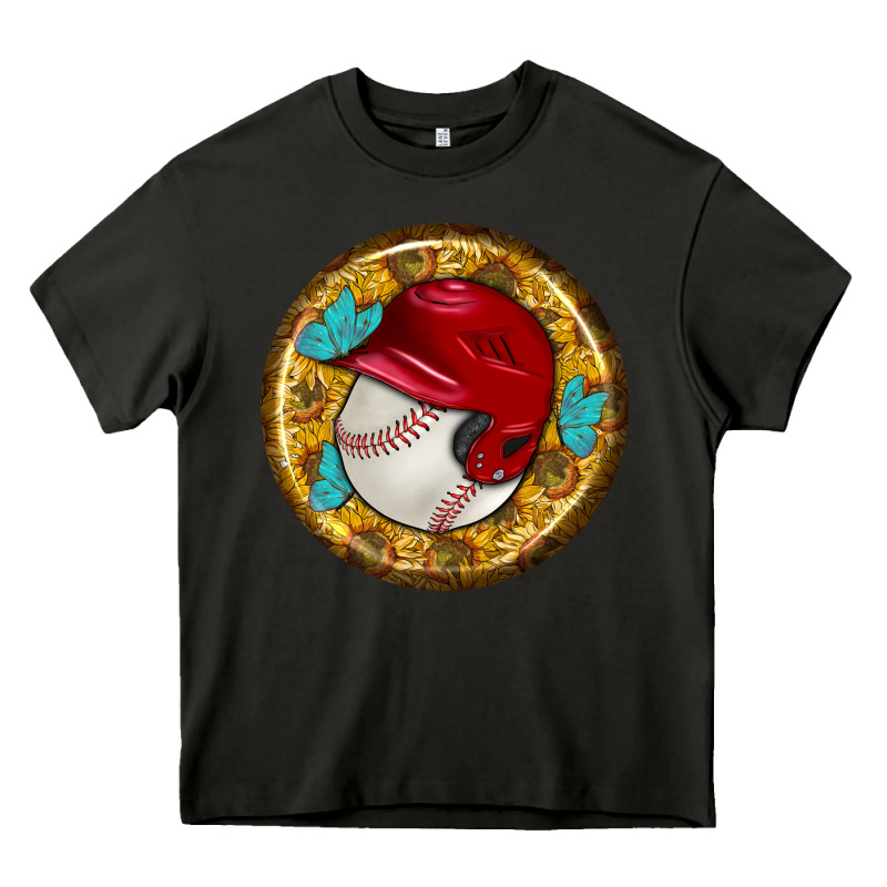 Baseball With Sunflower Round Earrings Heavy Core Tee by BundleAndBundleShop | Teevron