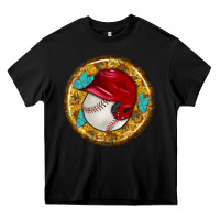 Black baseball with sunflower round earrings Heavy Core Tee - BundleAndBundleShop