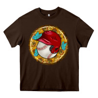Chocolate Brown baseball with sunflower round earrings Heavy Core Tee - BundleAndBundleShop