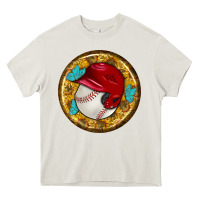 Cream baseball with sunflower round earrings Heavy Core Tee - BundleAndBundleShop