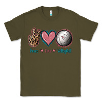 Army Green Peace Love Volleyball Classic Tee - Jasminsmagicworld